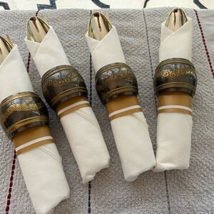 Elegant Silver and Gold Napkin Rings Set